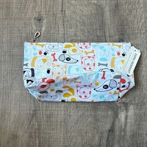 Dana Herbert Small Lined Puppy Pattern Cosmetic Bag